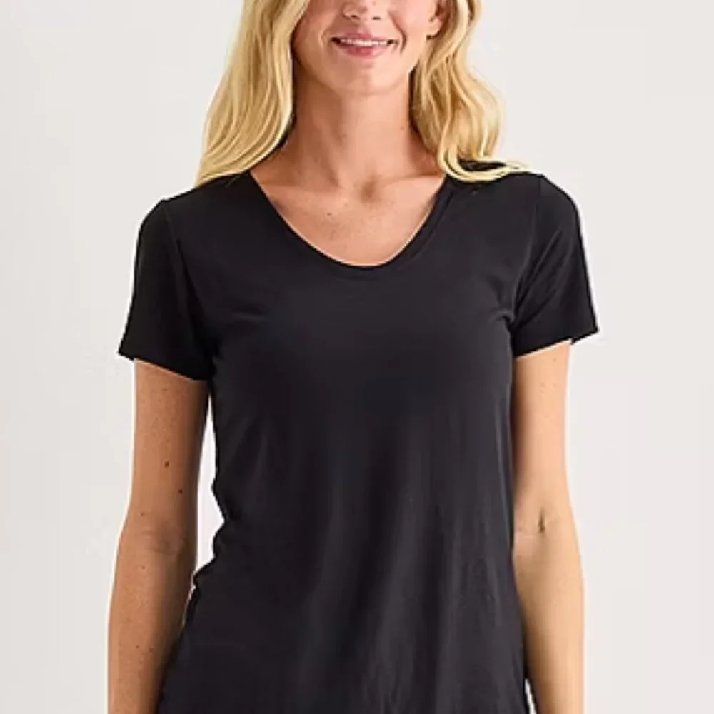 NWT A.n.a Women’s Scoop Neck Short Sleeve T-Shirt, Black, XL - Picture 2 of 11